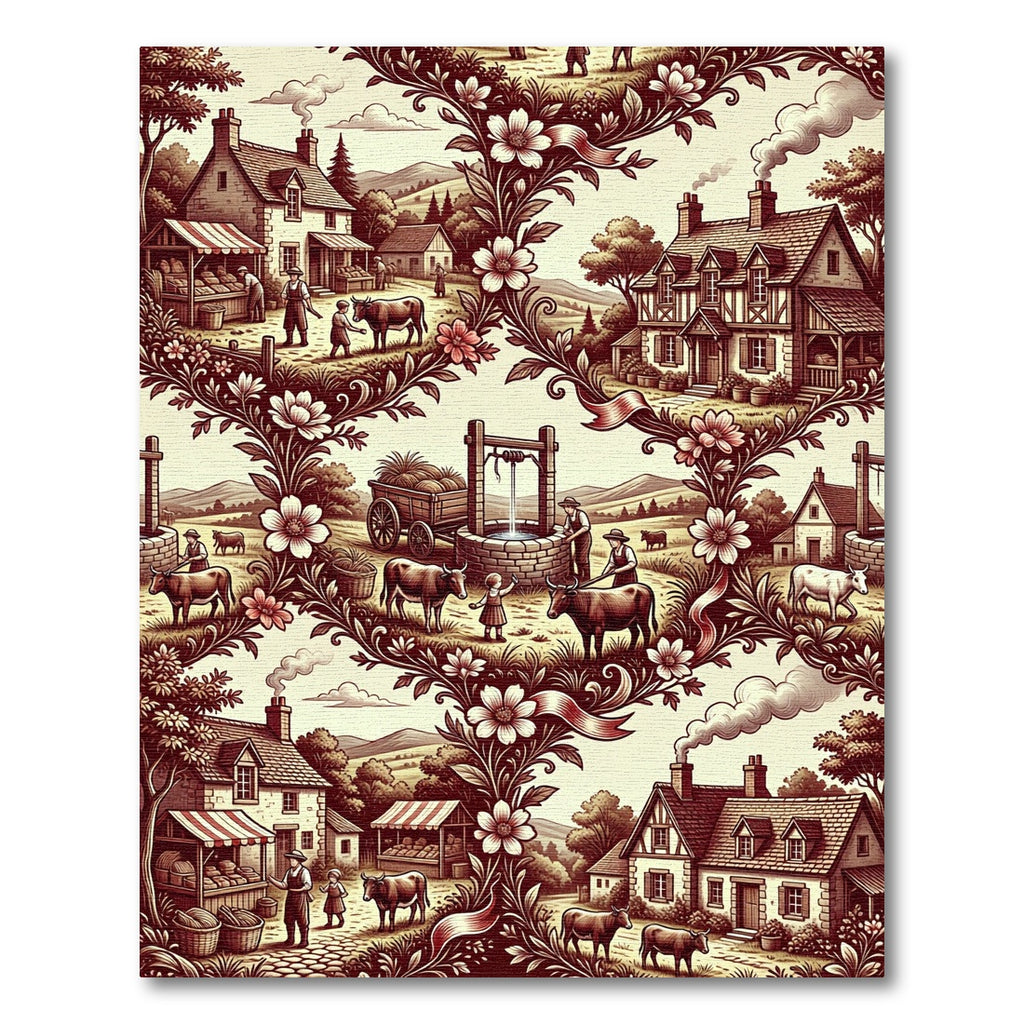 Vintage Farmhouse Floral Ribbon Composition Rug
