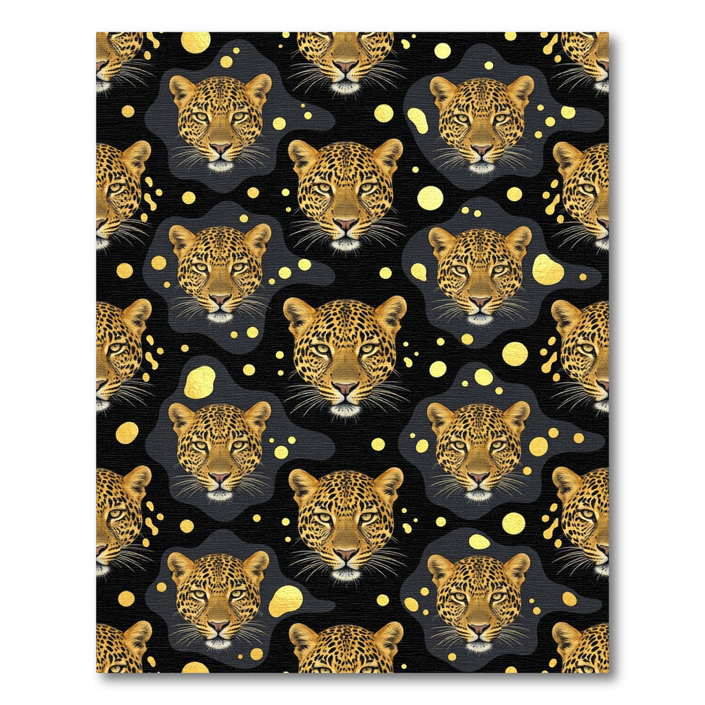 Golden Leopard Head Ink Blot Rug