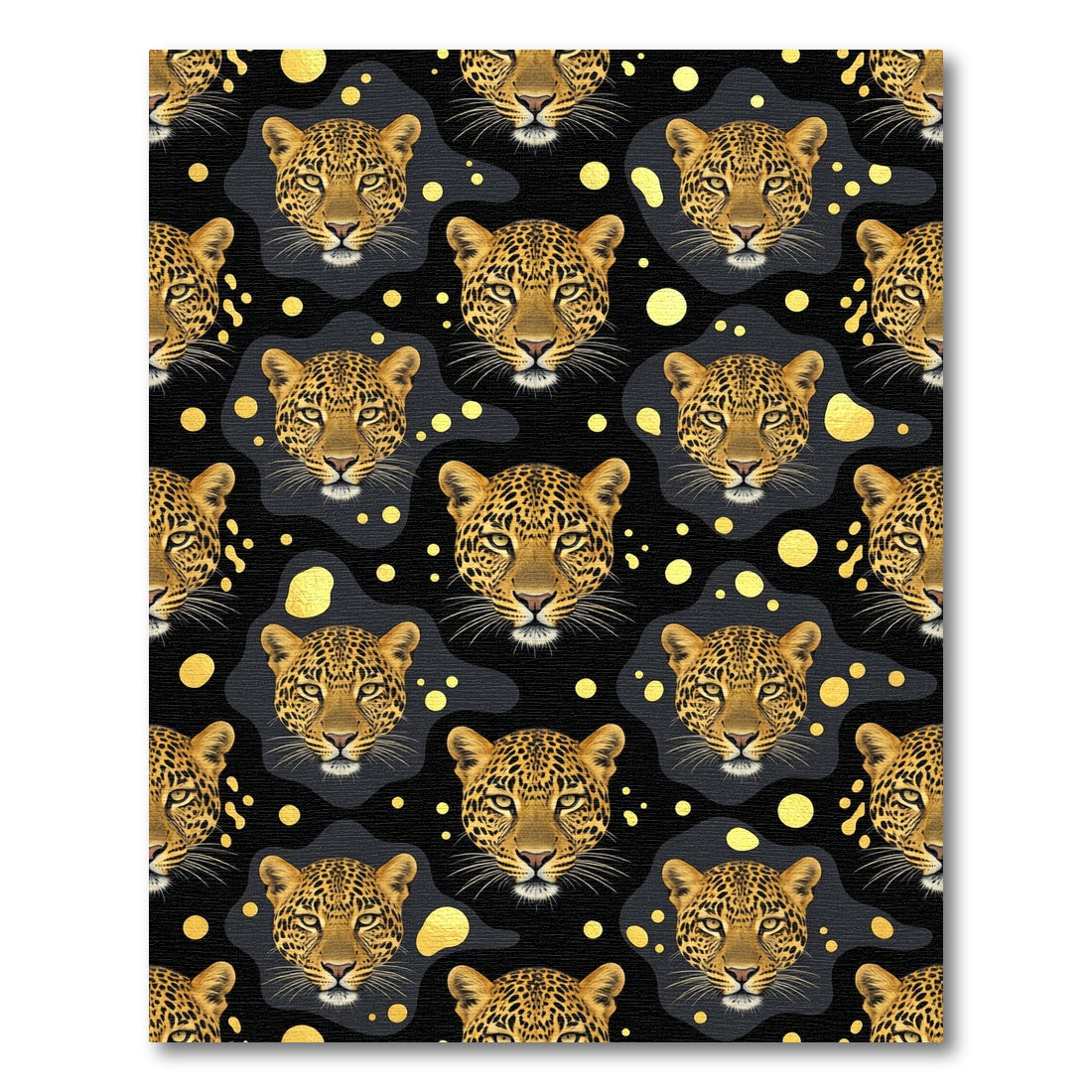 Golden Leopard Head Ink Blot Rug