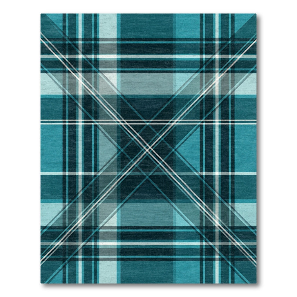 Oceanic Teal Plaid Lines Rug