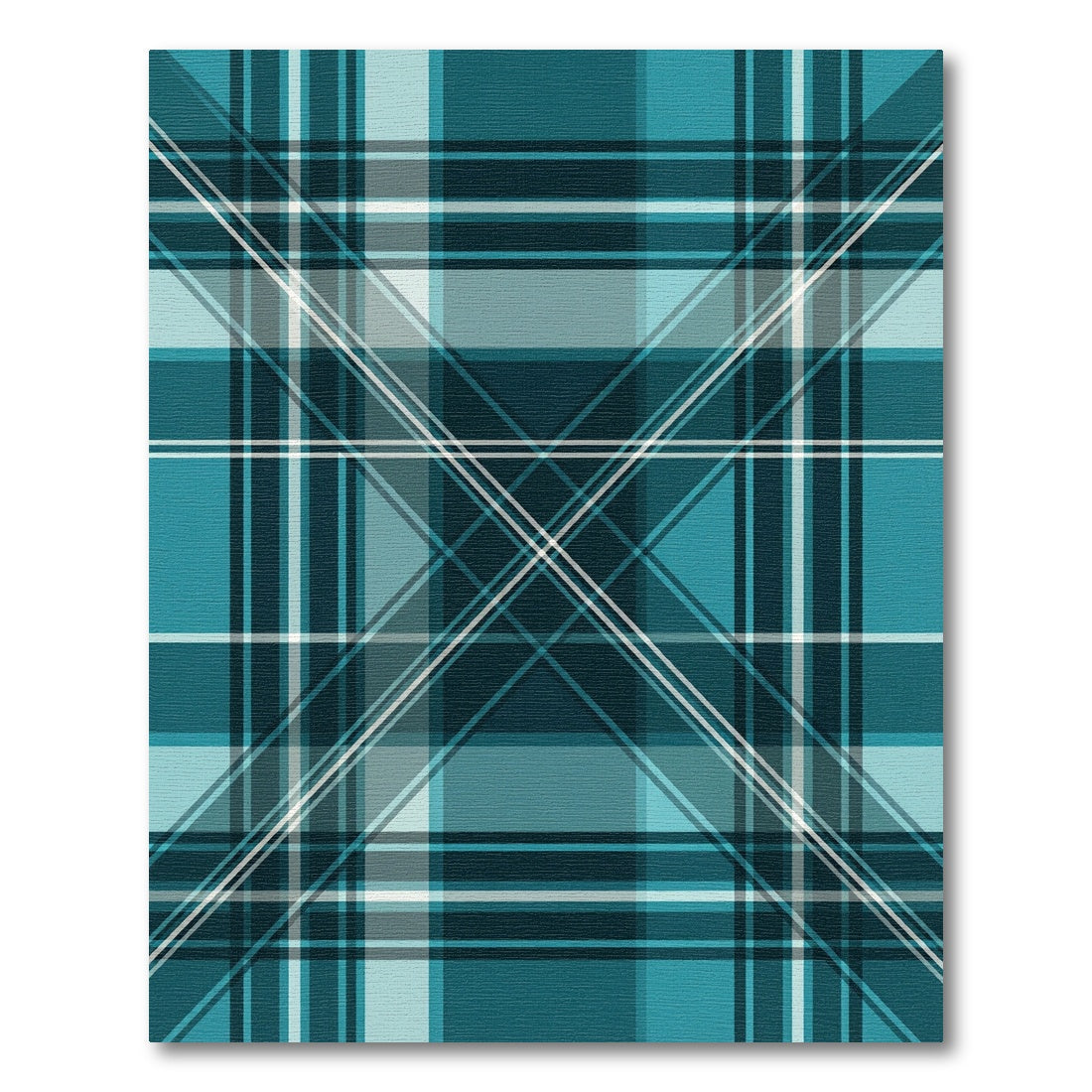 Oceanic Teal Plaid Lines Rug