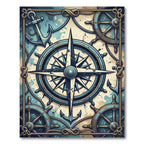 Nautical Spoke Compass Wheel Anchor Rug
