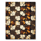 Textured Ochre Cracked Earth Geometric Checkerboard Rug