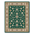 Emerald Green Floral Vine Border Rug