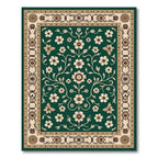 Emerald Green Floral Vine Border Rug