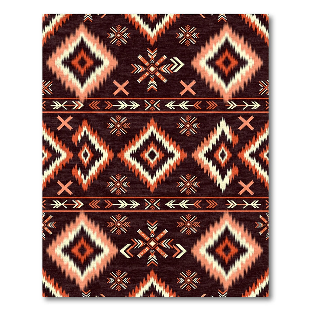 Earthy Orange Tribal Geometric Diamond Rug
