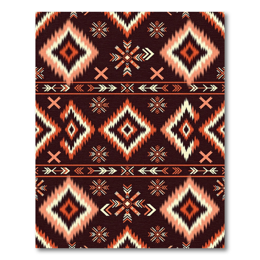 Earthy Orange Tribal Geometric Diamond Rug