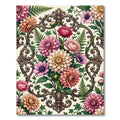 Vintage Floral Scrollwork Botanical Arrangement Rug