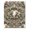 Ornate Gold Leaf Green Flourish Rug