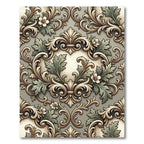 Ornate Gold Leaf Green Flourish Rug