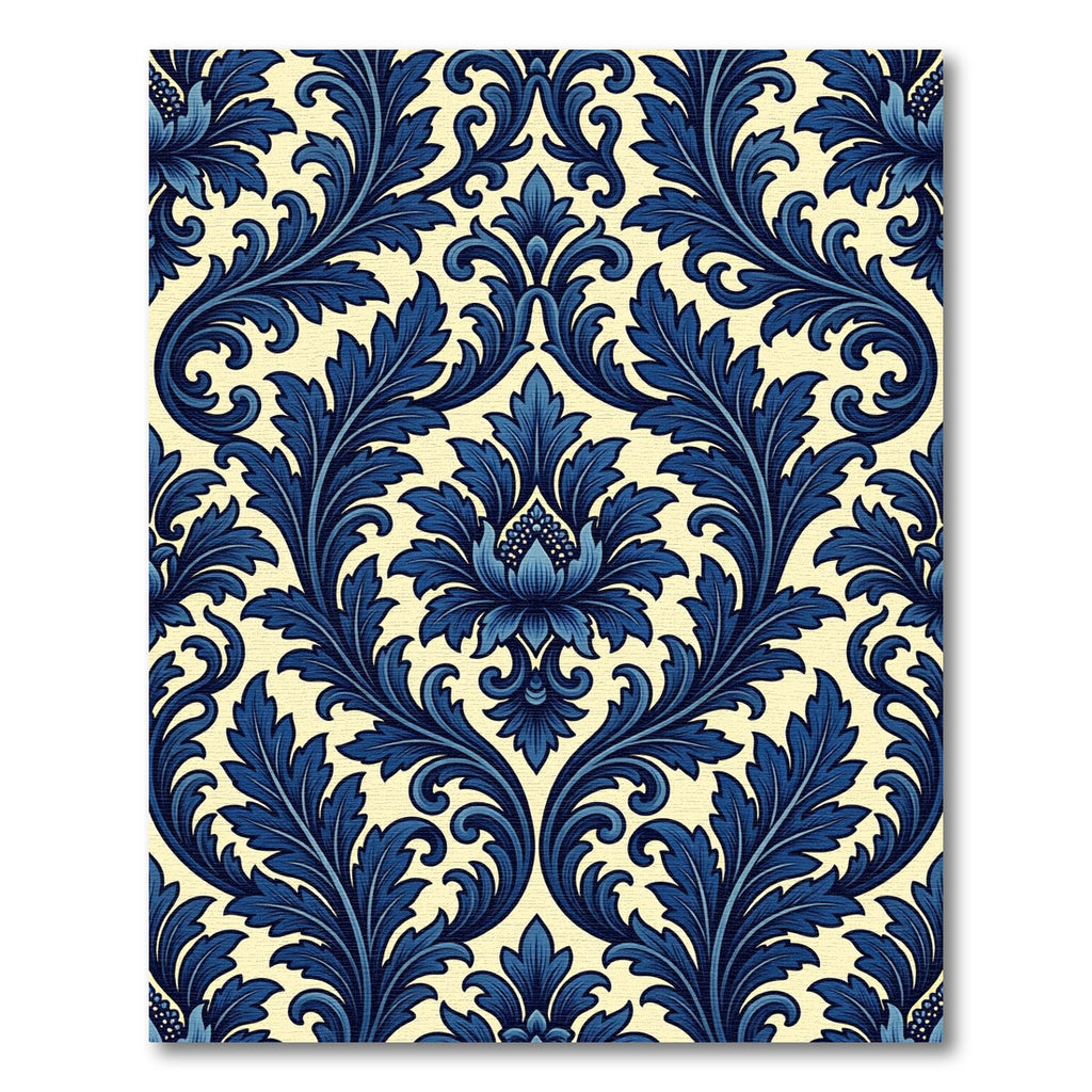 Deep Blue Opulent Scrollwork Imagery Rug