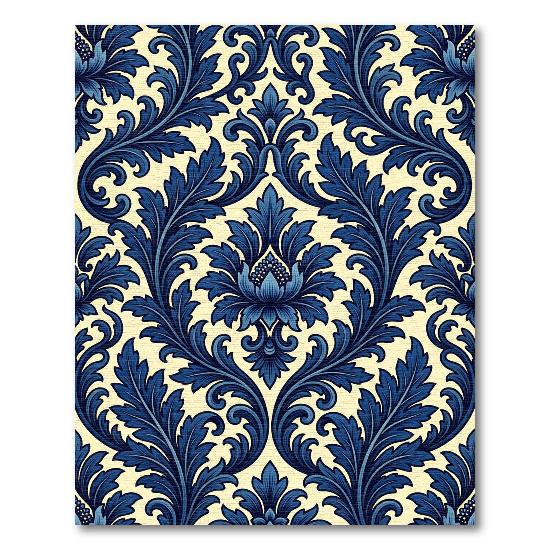 Deep Blue Opulent Scrollwork Imagery Rug