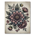 Vintage Muted Floral Dahlia Arrangement Rug
