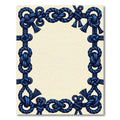 Deep Blue Nautical Knot Border Rug