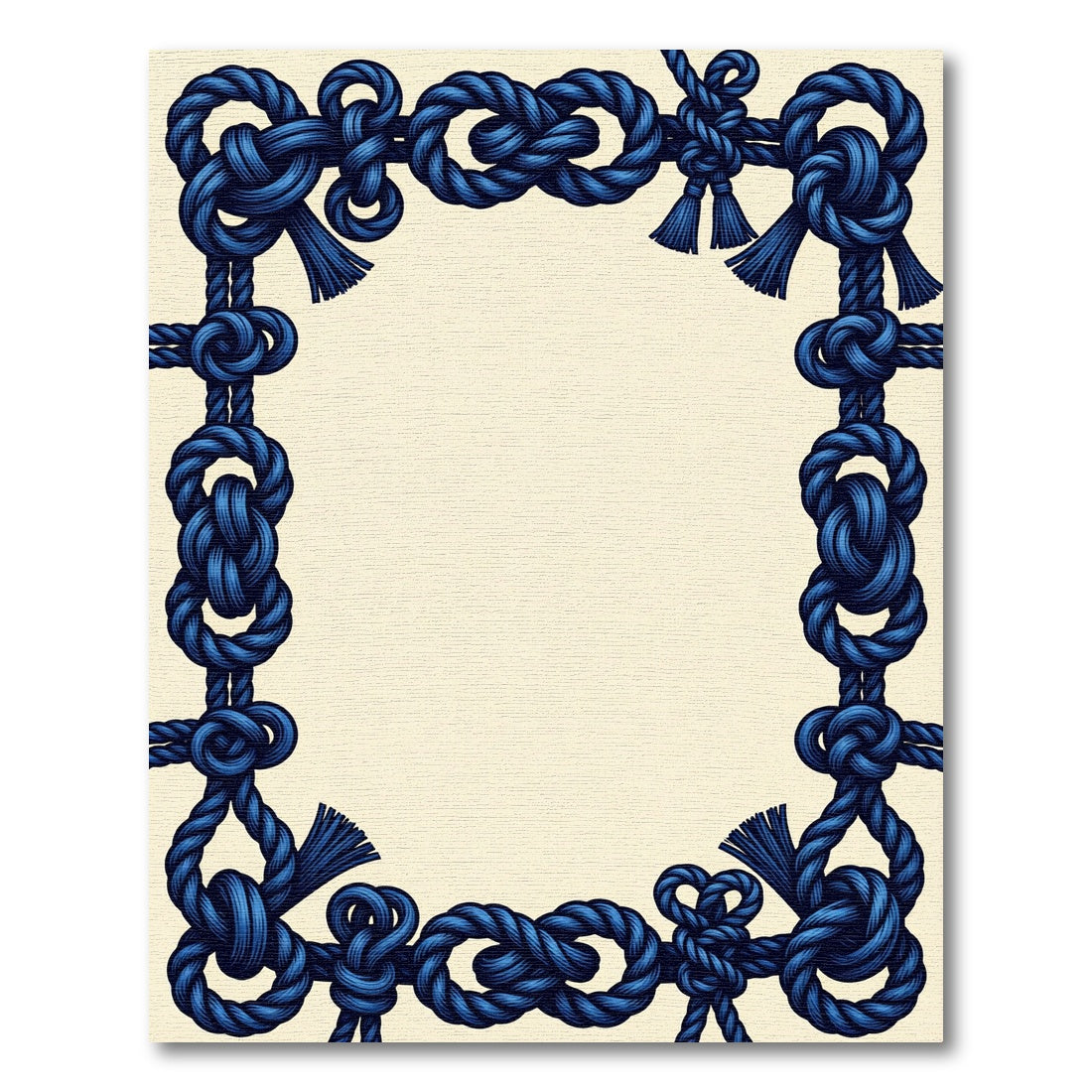 Deep Blue Nautical Knot Border Rug
