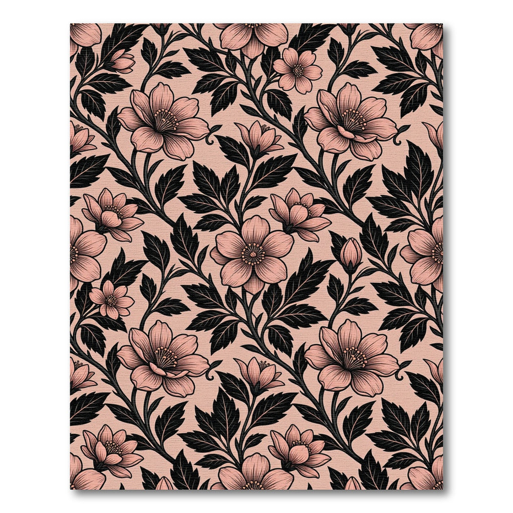 Blush Pink Botanical Floral Art Rug