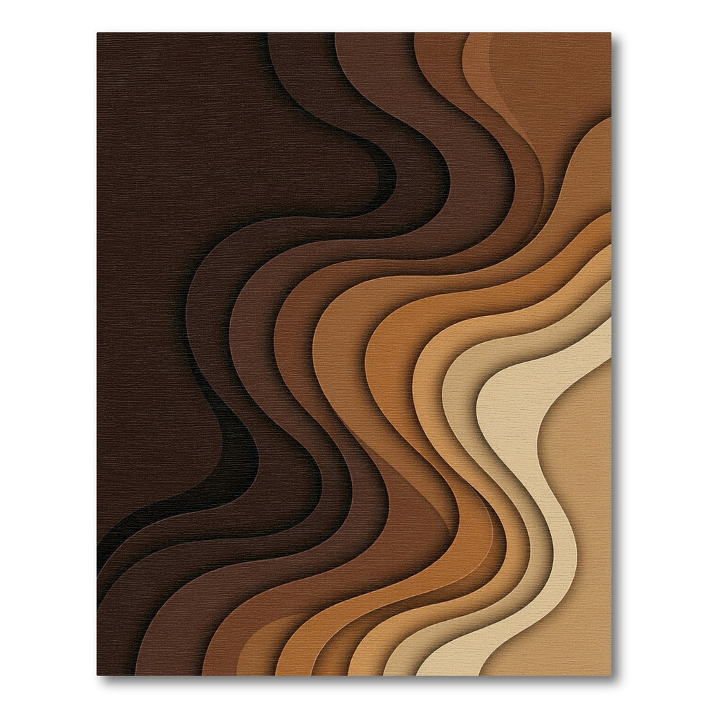 Earthy Brown Layered Abstract Waves Rug