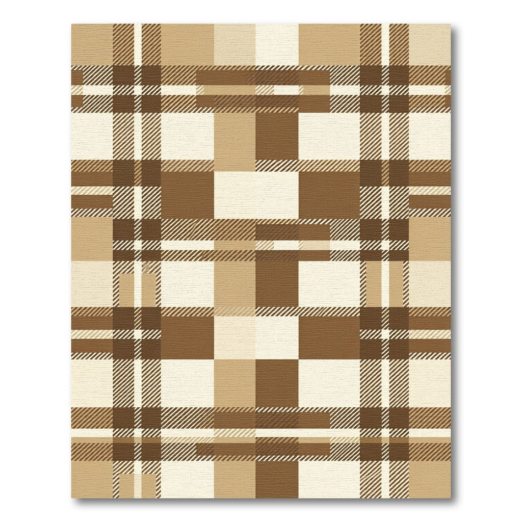 Earthy Brown Plaid Checkered Rug