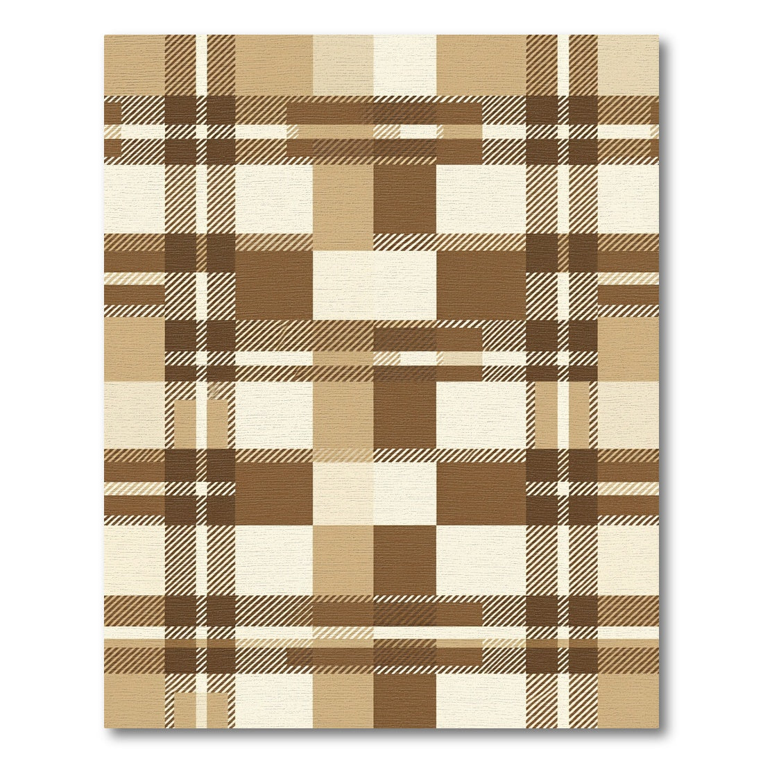 Earthy Brown Plaid Checkered Rug