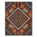 Ornate Terra Cotta Floral Diamond Medallion Rug