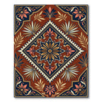 Ornate Terra Cotta Floral Diamond Medallion Rug