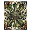 Celestial Sunburst Olive Paw Earthy Area Rug