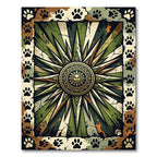 Celestial Sunburst Olive Paw Earthy Area Rug