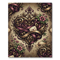 Ornate Crimson Gold Heart Flourish Rug