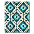 Teal and Navy Geometric Ikat Rug