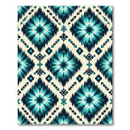 Teal and Navy Geometric Ikat Rug