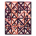 Geometric Coral and Plum Lattice Grid Rug