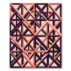 Geometric Coral and Plum Lattice Grid Rug