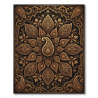 Ornate Gold Paisley Floral Medallion Rug