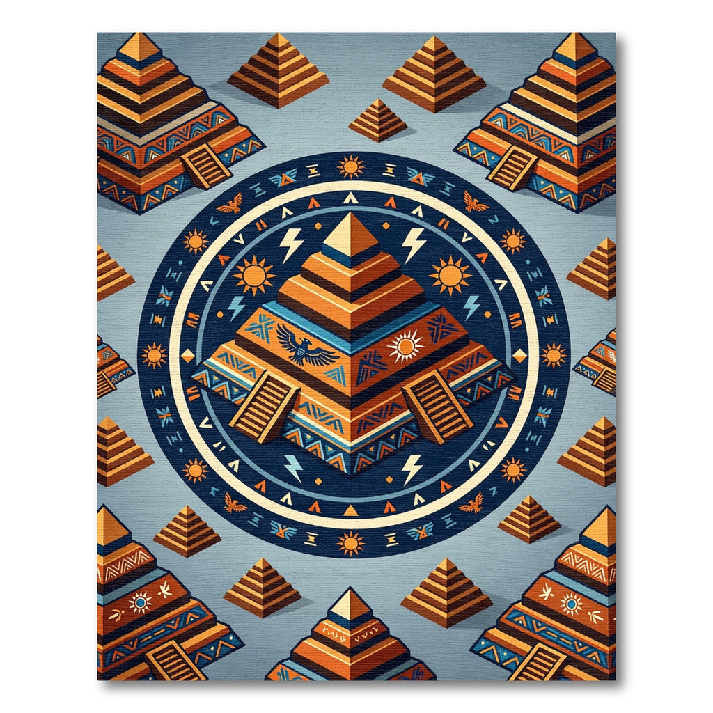 Aztec Golden Pyramid Geometric Solar Rug