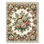 Antique Cream Floral Garland Artwork Rug