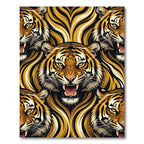 Fierce Tiger Face Golden Swirl Rug