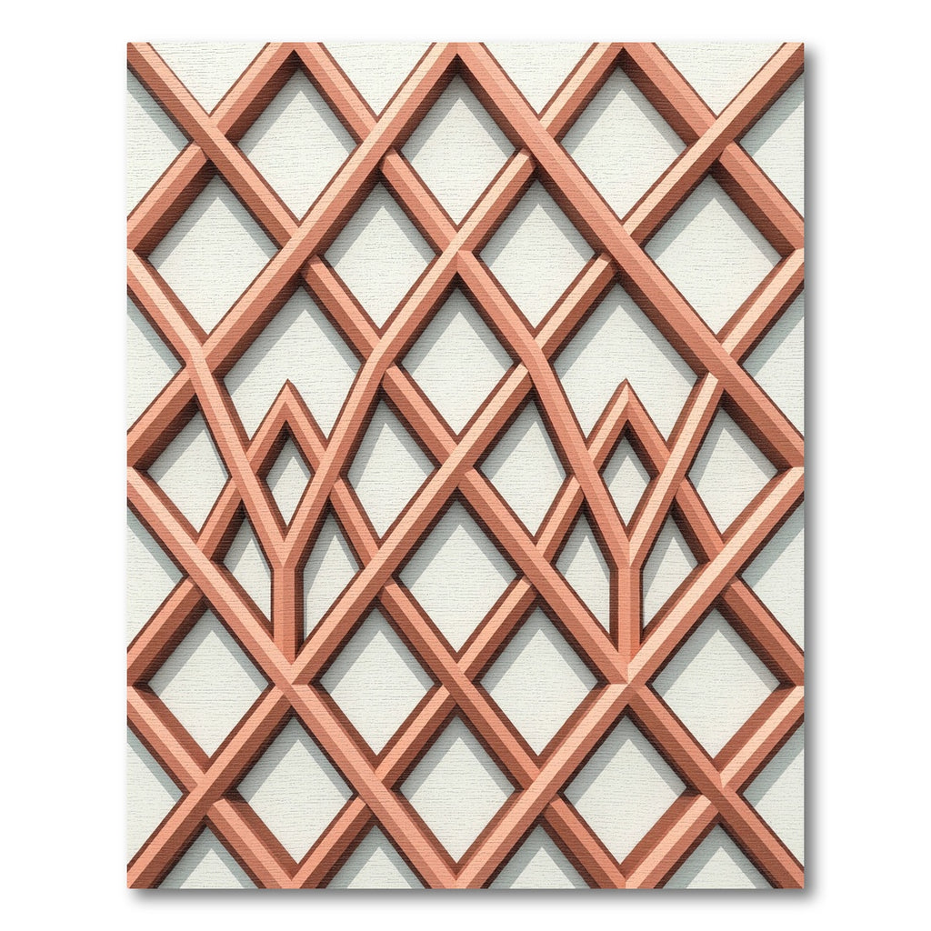 Copper Geometric Lattice Interwoven Lines Rug