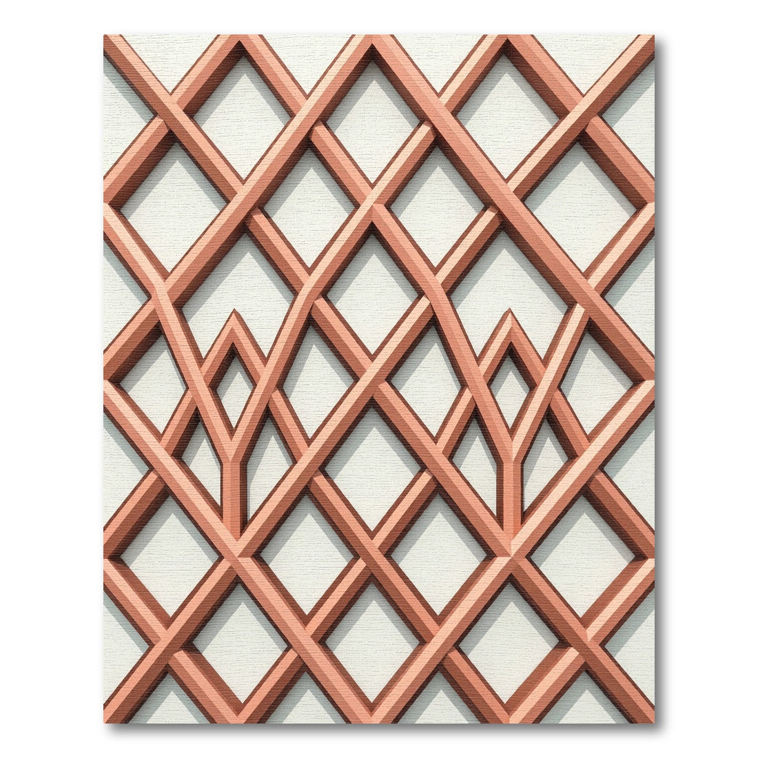 Copper Geometric Lattice Interwoven Lines Rug