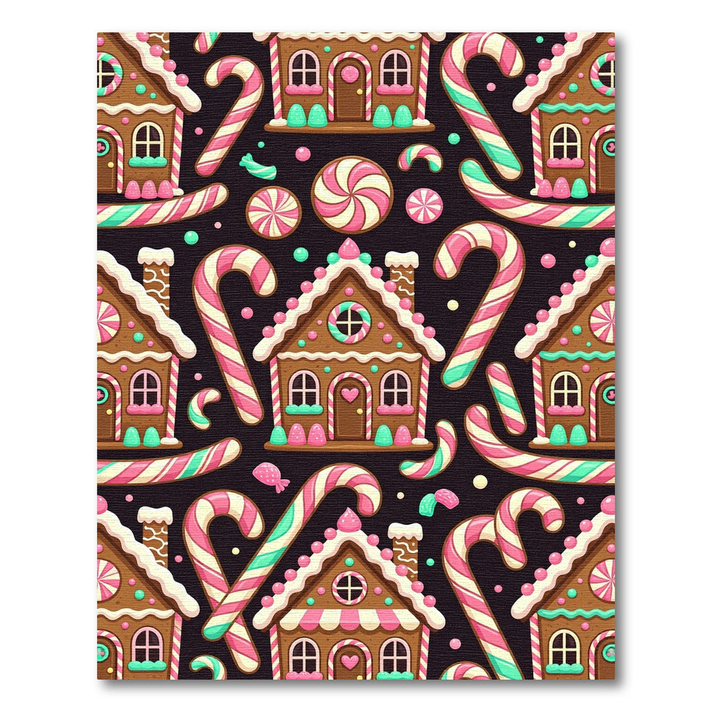 Gingerbread Houses Candy Cane Swirls Rug