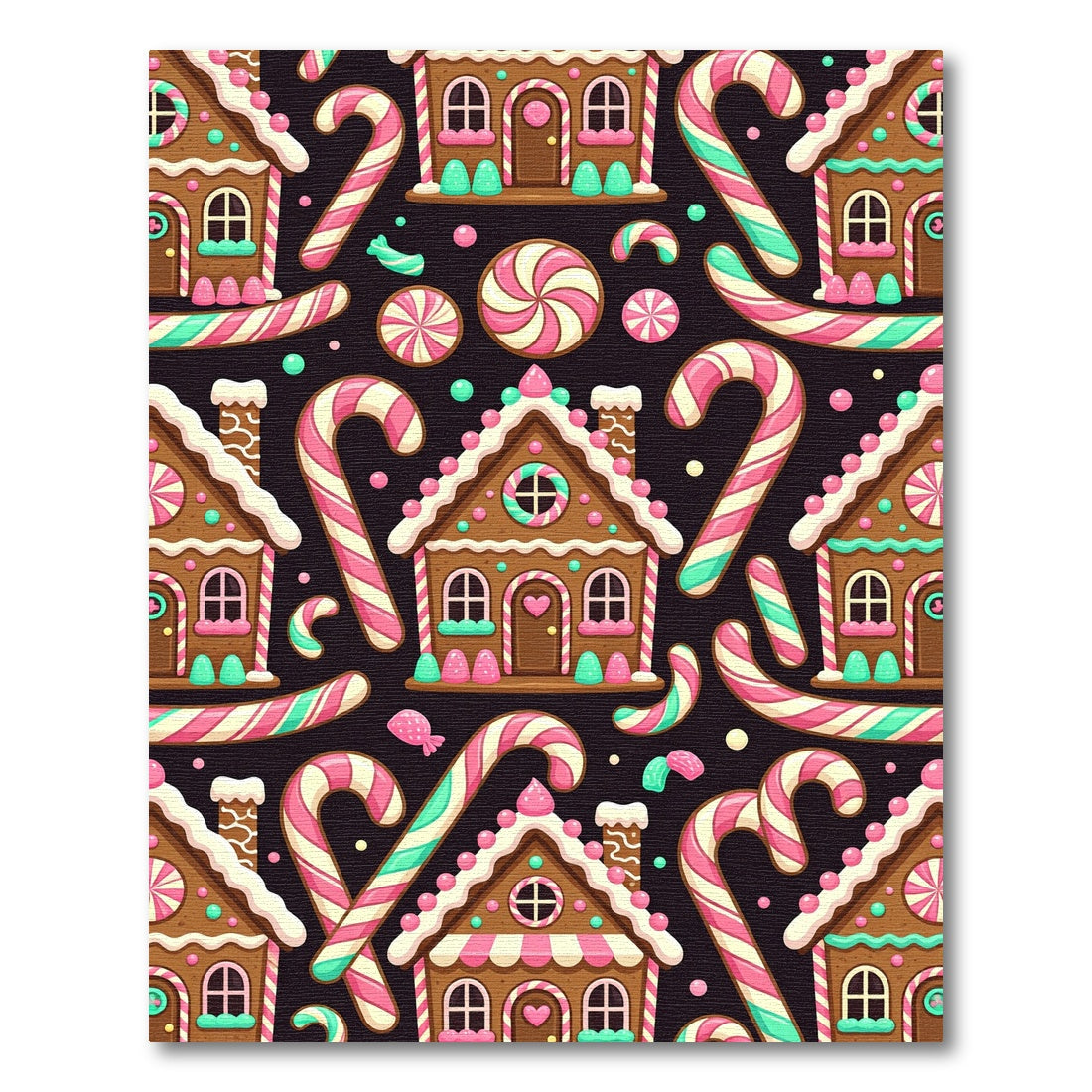 Gingerbread Houses Candy Cane Swirls Rug