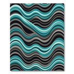Teal and Grey Flowing Abstract Waves Rug