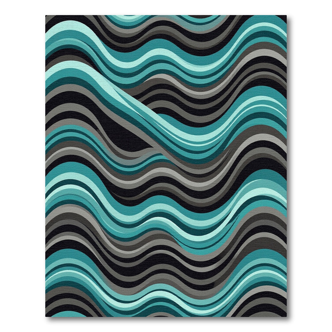 Teal and Grey Flowing Abstract Waves Rug