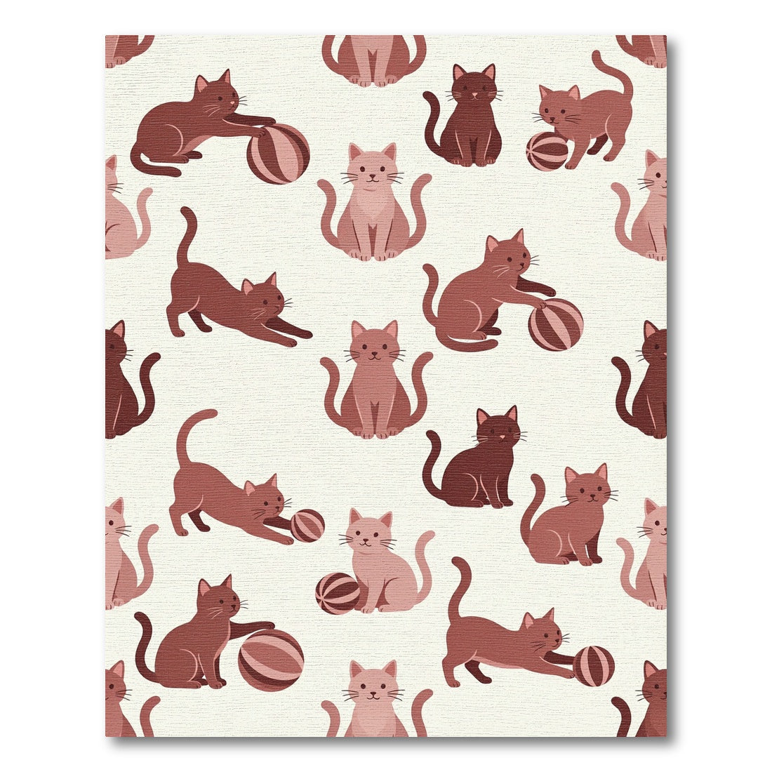Playful Cats With Balls Pattern Rug