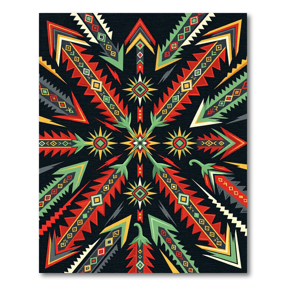 Vibrant Geometric Arrow Starburst Tapestry Rug