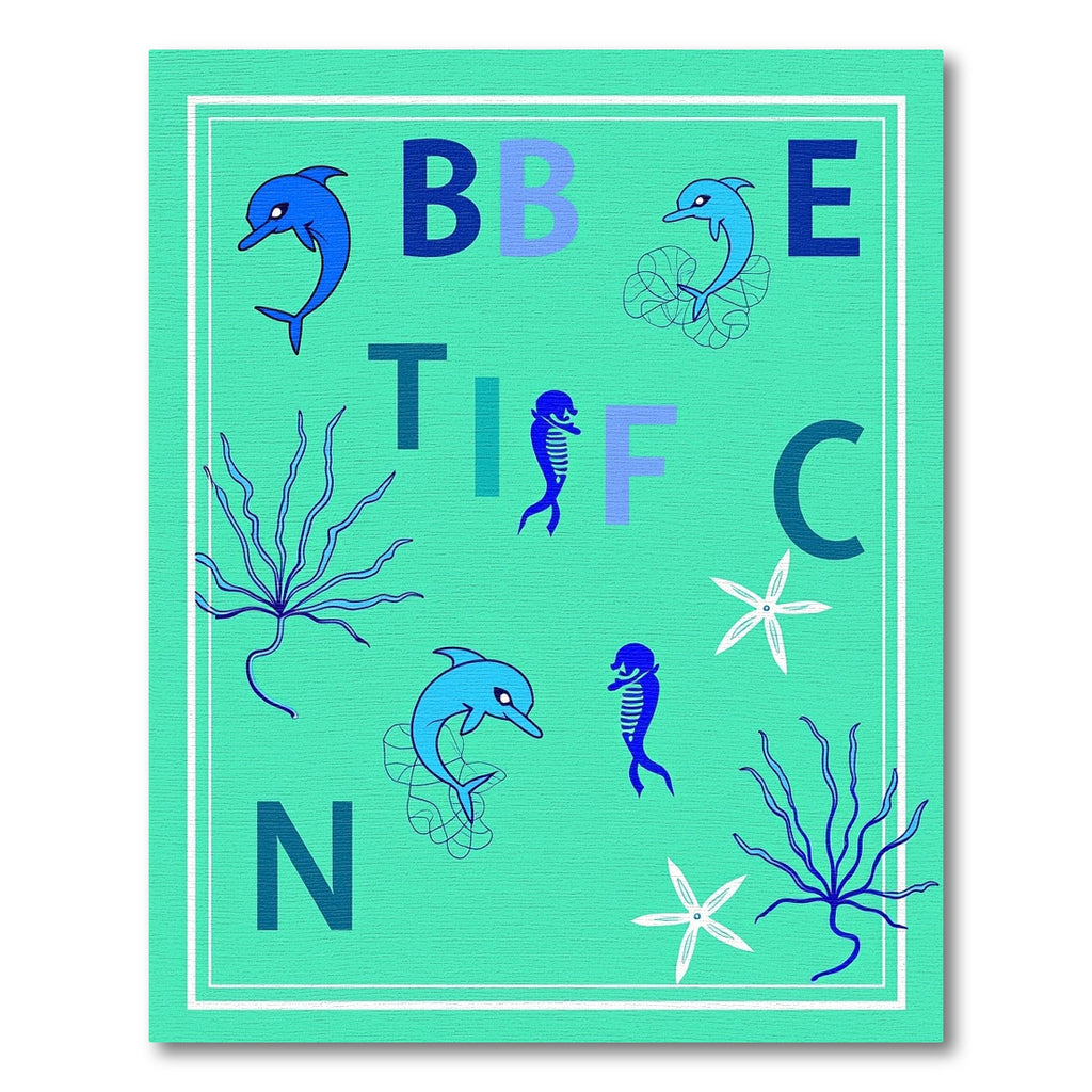 Blue Dolphin Alphabet Rug
