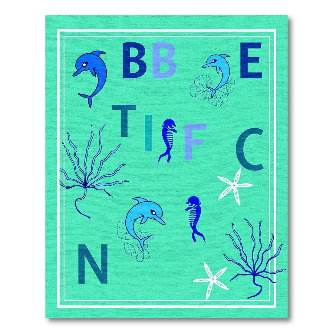 Blue Dolphin Alphabet Rug