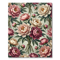 Elegant Rose Peony Watercolor Bouquet Rug