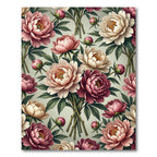 Elegant Rose Peony Watercolor Bouquet Rug