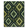 Olive Green Diamond Botanical Pattern Rug