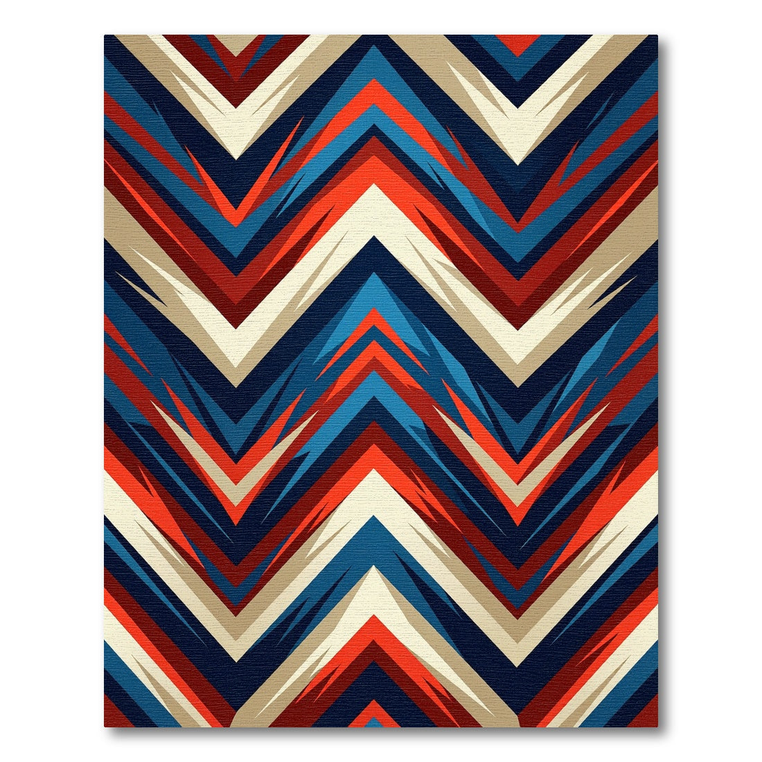 Bold Red and Blue Zigzag Chevron Rug